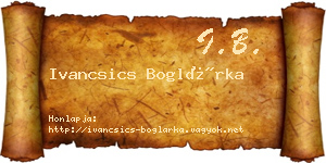 Ivancsics Boglárka névjegykártya